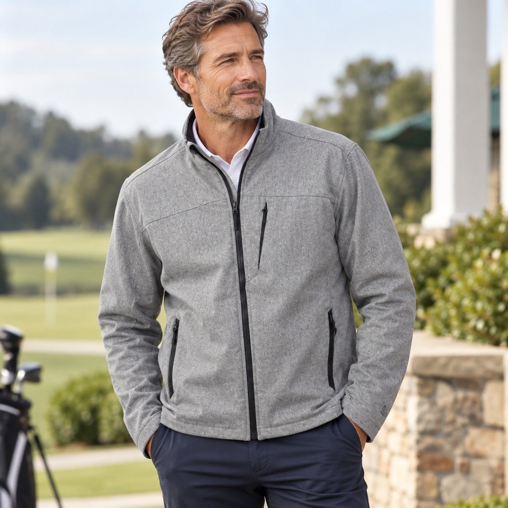 Champion C9 Mens XXL Heather Grey Softshell Fleece Lined Full Zip Jacket Preppy